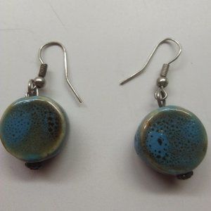 Distressed Turquoise Disc Earrings